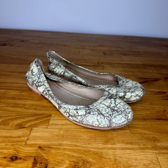 Frye Carson Ballet Flats Reptile Print Leather Flats Size 7 - Picture 2 of 7